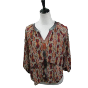 Figueroa&Flower Patterned Semi-Sheer Blouse Size Small